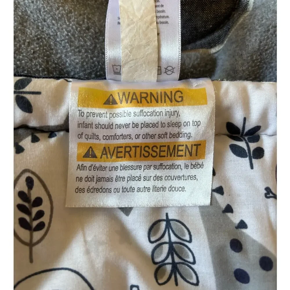 NOJO Quilted Baby Blanket Blue Gray White Tigers Giraffes Elephants